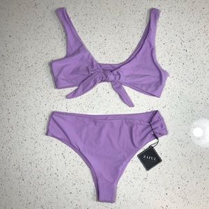Zaful purple front tie bikini set